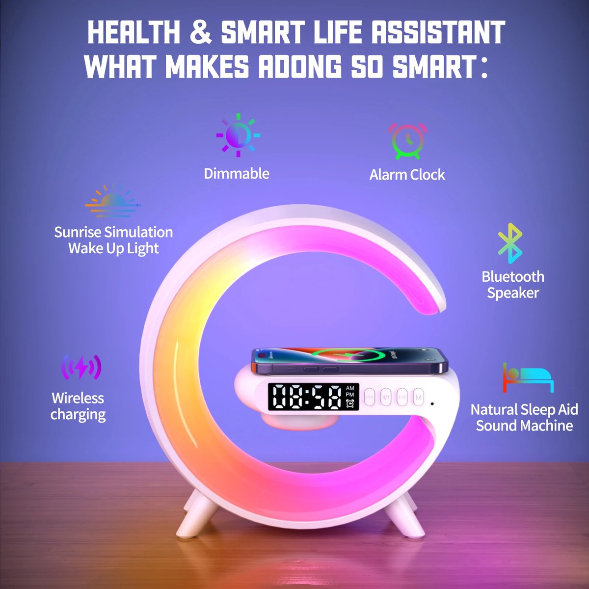 atmosphere veilleuse chargeur de telephone sans fil-haut parleur bluetooth