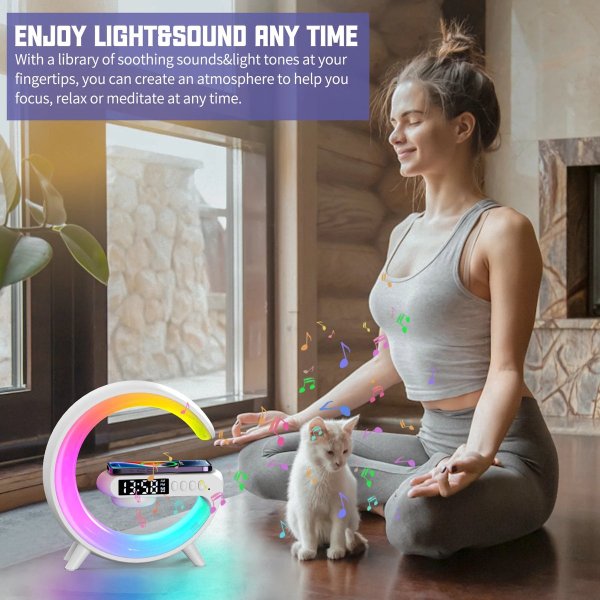 atmosphere veilleuse chargeur de telephone sans fil-haut parleur bluetooth