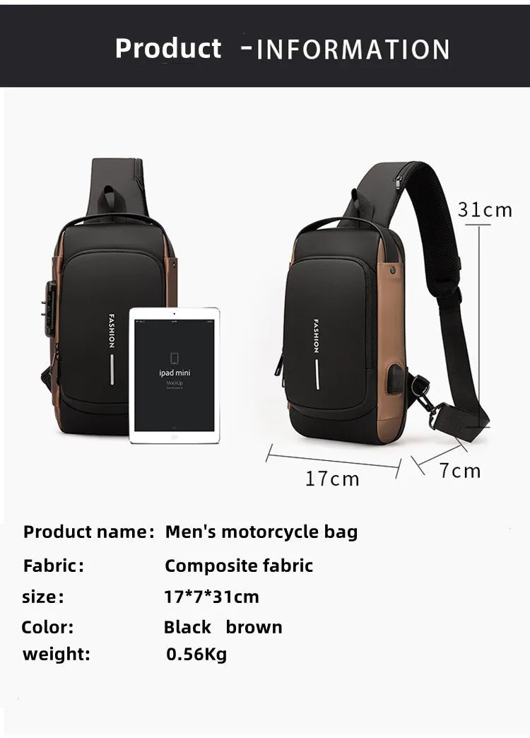 🧳 Toptier-Business™ - Sac de Poitrine Étanche pour Homme 🌧️